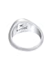 KUZZOI Ring 925 Sterling Silber mit Smiling Face, Siegelring, Smiling Face in Schwarz