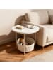 relaxdays Beistelltisch in Beige/ Cremeweiß - (H)50 x Ø 45 cm