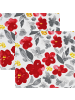 REDBEST Baumwolle Serviette 2er-Pack in rot-grau