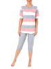 NORMANN Pyjama kurzarm Capri Hose Blockstreifen - 61853 in rosa