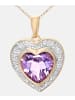 Diamant L'éternel Halskette mit Anhänger aus 375 Gelbgold mit Diamant mit Amethyst Herz-Design ...