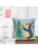 Mr. & Mrs. Panda Mikrofaserkissen Pinguin Weihnachtsbaum Design ... in Weiß