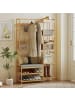 HOMCOM Garderobenständer in Naturholz 104L x 33B x 175H cm