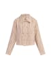 faina Damen Kurze Carbanjacke in Pink Wollweisser Streifen