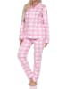 NORMANN Langarm Jersey Pajama Karo Optik Übergröße in rosa