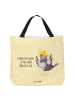 Mr. & Mrs. Panda Strandtasche Rabe Sombrero mit Spruch in Gelb Pastell