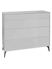 58 aufm Kessel KOMMODE Elfi 121x42x104 Hochglanz Kreidegrau/Glas Kreidegrau