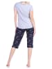 NORMANN kurzarm Capri Schlafanzug Pyjama Schmetterling - 72655 in Grau