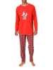 NORMANN Schlafanzug Weihnachten langarm Weihnachtsmotiv in rot
