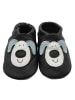 Yihakids Schwarze Baby Leder Krabbelschuhe, mit rutschfester Sohle – Hund-Muster