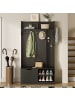 ABRIHOME Garderobenset mit Sitzbank in Schwarz - 100×185.5×40 cm