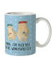 Mr. & Mrs. Panda Tasse Bären mit Blumenkranz mit Spruch in Blau Pastell