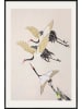 Juniqe Poster in Kunststoffrahmen "Swooping Cranes" in Cremeweiß & Grau