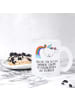Mr. & Mrs. Panda Teetasse Glas Einhorn Fliegendes Pferd mit Spruch in Transparent