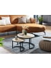KADIMA DESIGN Design Wohnzimmertisch 2er Set Mango / Rattan Beistelltisch Rund,