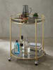 KADIMA DESIGN Servierwagen | Gold, ø57cm, Glas, Rollen