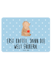 Mr. & Mrs. Panda Metallschild Bär Kaffee mit Spruch in Blau Pastell