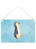 Mr. & Mrs. Panda holzbild Pinguin mHerzieren ohne Spruch in Eisblau