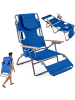 COSTWAY Campingstuhl mit Fußteil Strandstuhl in Blau