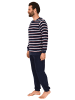 NORMANN Frottee Pyjama Schlafanzug Bündchen Streifen - 49726 in navy
