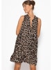 SASSYCLASSY Ärmelloses Musselin Kleid mit Volants und floralem Print in Grau