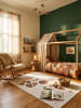 KADIMA DESIGN Flachgewebeteppich Art-Déco Bögen Retro Waschbar in Creme