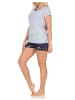 NORMANN Kurzarm Schlafanzug Pyjama Shorty Schmetterling Motiv - 85286 in grau