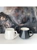 Intirilife Kaffee Tee Tasse in Feinschliff Optik 350 ml Becher mit Henkel in 6x Weiß