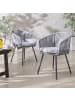 home24 home24 Gartenstuhl 2er-Set Hellgrau - Stahl, Olefin & Polyester - 56 x 79 x 62 cm in Hellgrau
