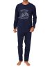 NORMANN Schlafanzug langarm Frontprint in navy