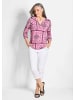 GOLDNER Kurzgröße:  Jerseybluse in pink / gemustert