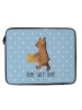Mr. & Mrs. Panda Laptop Tasche Bär Zuhause mit Spruch in Blau Pastell