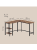 VASAGLE Eckschreibtisch Barnet in Braun-Schwarz - (B)140 x (H)76 x (T)140 cm