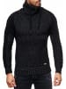 Rusty Neal Stehkragen Grobstrick Biker Pullover mit Hohem Rollkragen in Schwarz