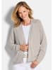 GOLDNER Kurzgröße:  Cardigan Strickjacke mit Strickbandblende in stein