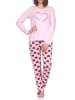 NORMANN Schlafanzug Pyjama langarm Herz Tupfen Punkte in rosa