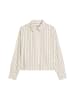 Marc O'Polo Crinkle-Streifenbluse relaxed cropped in Offwhite