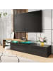 ABRIHOME Modernes TV Schrank Praktischer Stauraum mit Glasböden und LED, Schwarz