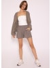 SASSYCLASSY Musselin Shorts mit Leo-Print in Taupe