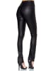Newplay Lederoptik Hose Skinny Stoffhose mit Schlitz Gefüttert in Schwarz