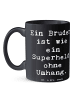 Mr. & Mrs. Panda Mug Spruch Bruder Superheld mit Spruch in Schwarz
