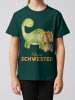 wat? Apparel T-Shirt Dinosaurier 06 Kleine Schwester in Dunkelgrün
