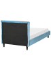Beliani Kinderbett FITOU in Blau/Dunkler Holzfarbton - (W) 100 x (H) 87 x (L) 214 cm