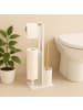 relaxdays WC Garnitur in Weiß/ Natur - (B)21 x (H)65 x (T)18 cm
