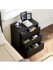 ABRIHOME Nachttisch in Schwarz mit 3 Schubladen Rillendesign Metallgriffen