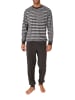 NORMANN Langarm Schlafanzug Pyjama Bündchen Streifen - 86180 in anthrazit