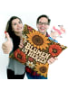 Mr. & Mrs. Panda Kuschelkissen 40x40 Blumen Retro Design mit Spruch in Weiß