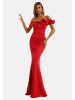 Moda Minx Abendkleid Alaia Off Shoulder Dress in red