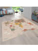 KADIMA DESIGN Kinderteppich waschmaschinenwaschbar Dinosaurier‑Weltkarten Kinder in Beige