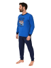 NORMANN langarm Schlafanzug Bündchen Pyjama - 83225 in blau